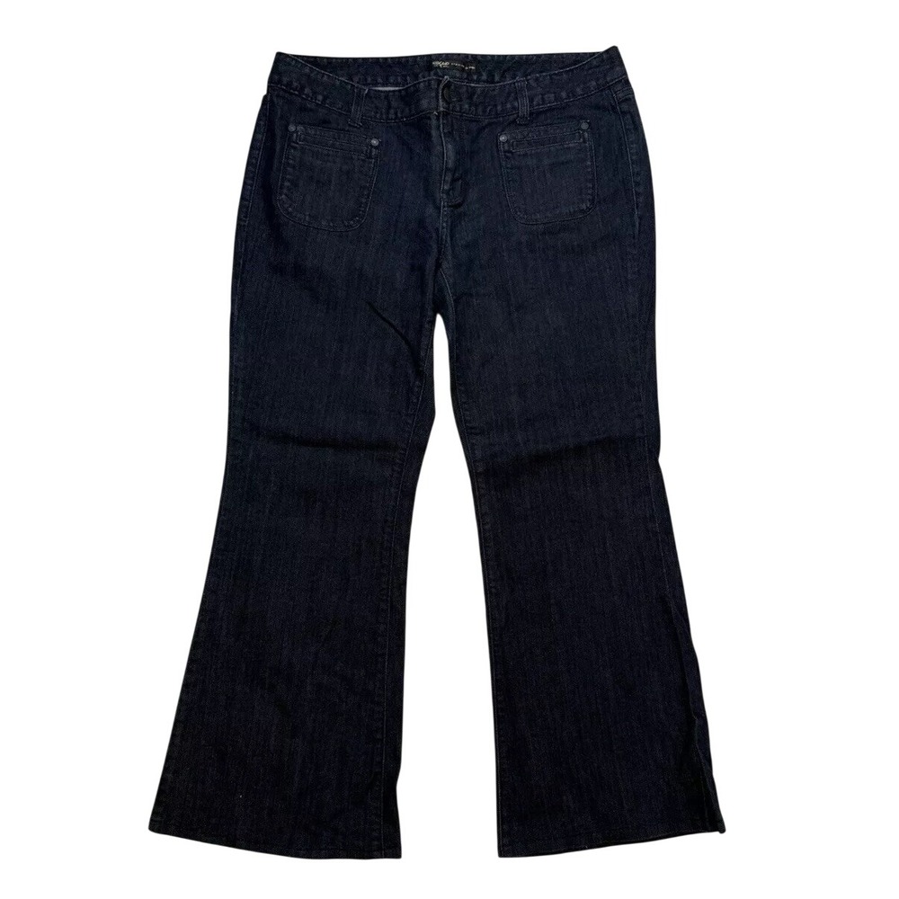 Mossimo Premium Denim Dark Wash Flare Leg Patch Pocket Jeans Blue Women 16